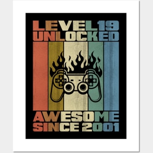 Level 19 Unlocked Birthday 19 Years Old Awesome Since 2001 Posters and Art